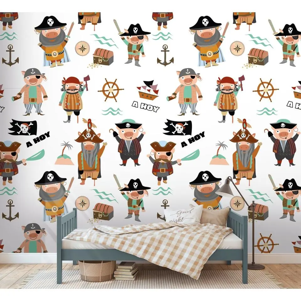 Livingwalls behang dieren meerkleurig, cr&egrave;me, bruin, roze en zwart