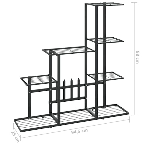 NNEVL Flower Stand 94.5x25x88 cm Black Metal