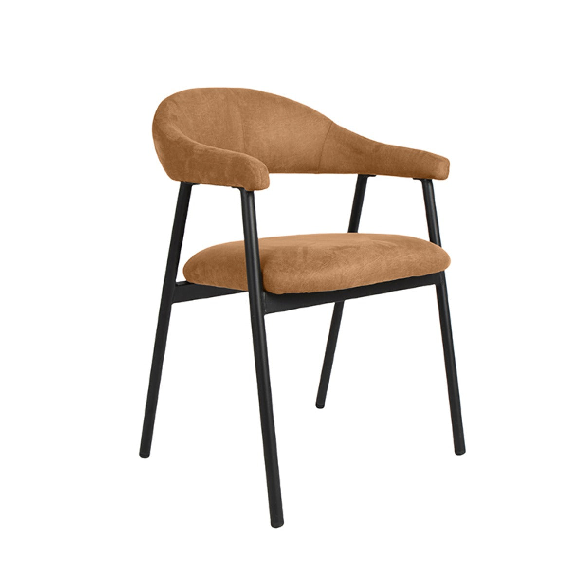LABEL51 Eetkamerstoel Amaze - Cognac Stof - Zithoogte 50cm - Set van 2