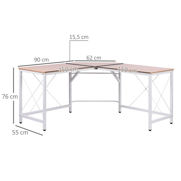 Eck-Schreibtisch, BxH: 150 x 76 cm, MDF/Metall