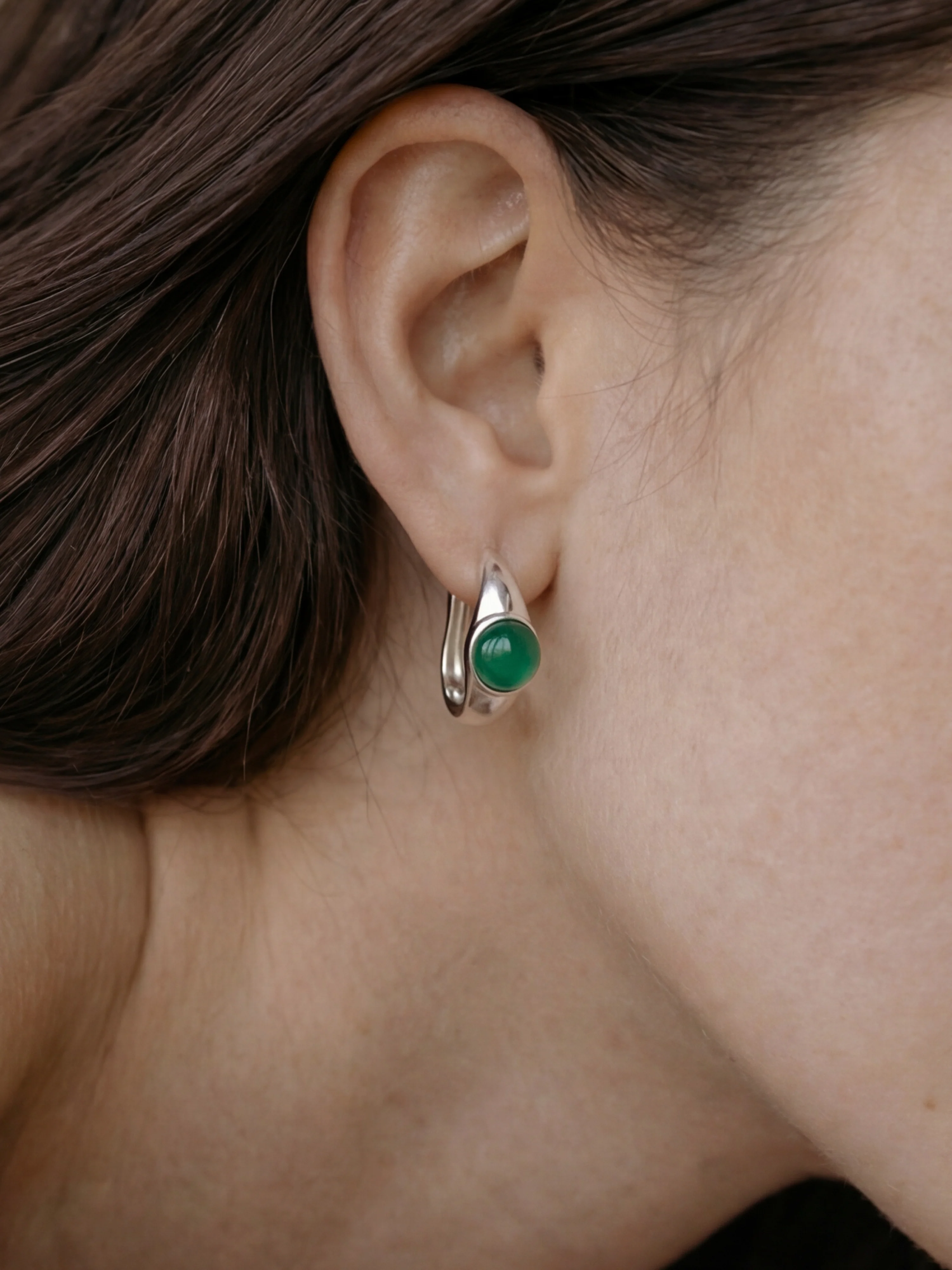 Brooke — Jade Stone Hoop Earrings