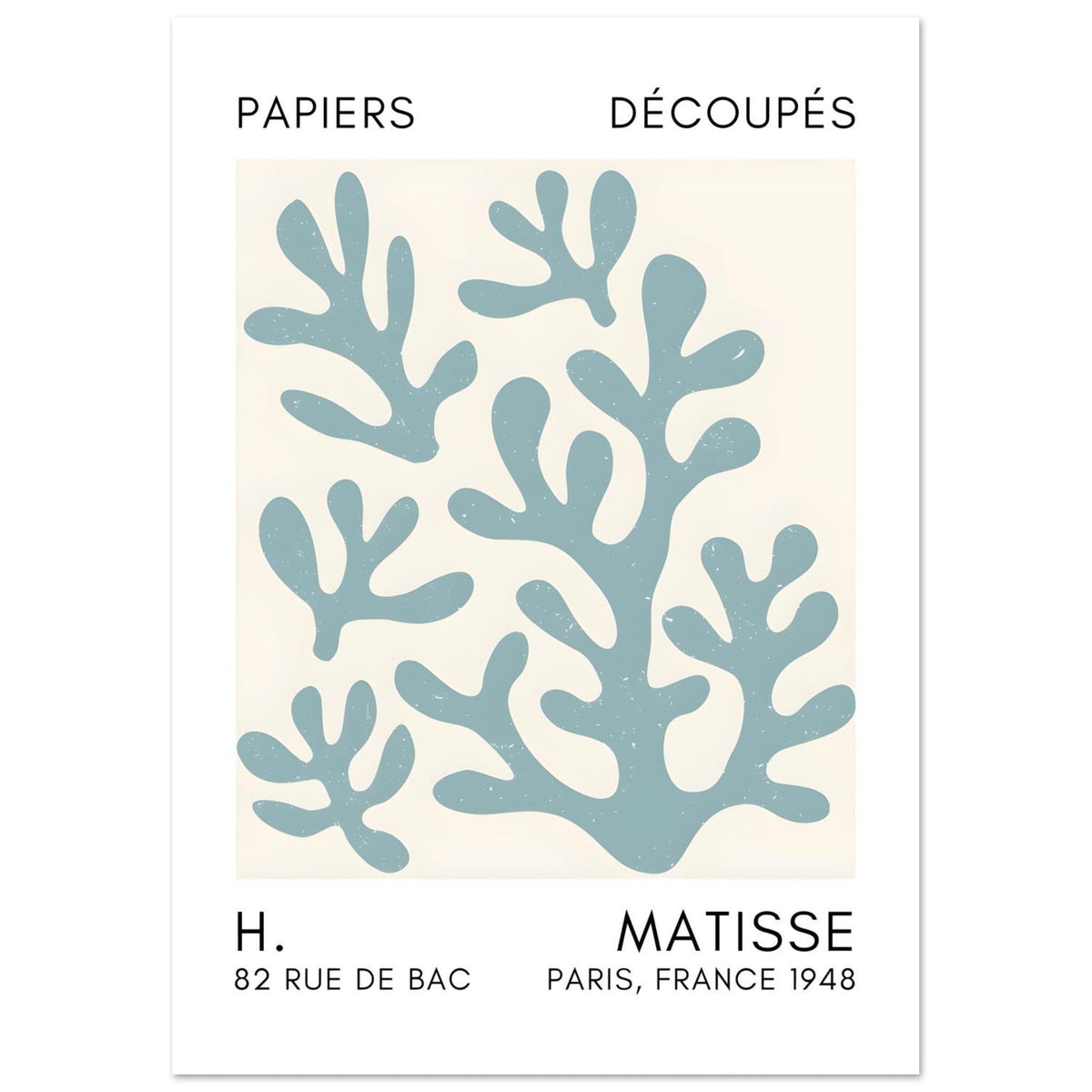 Artfulprints Poster Matisse – Coral shadows turquoise  - A4 21x29.7 cm - Turquoise