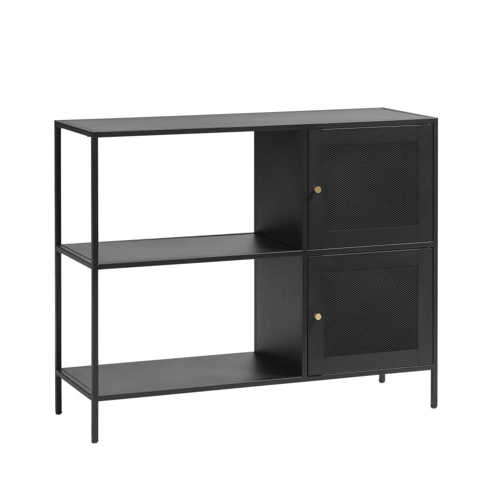 ABEL - Buffet 2 portes, 2 niches en métal L100cm noir