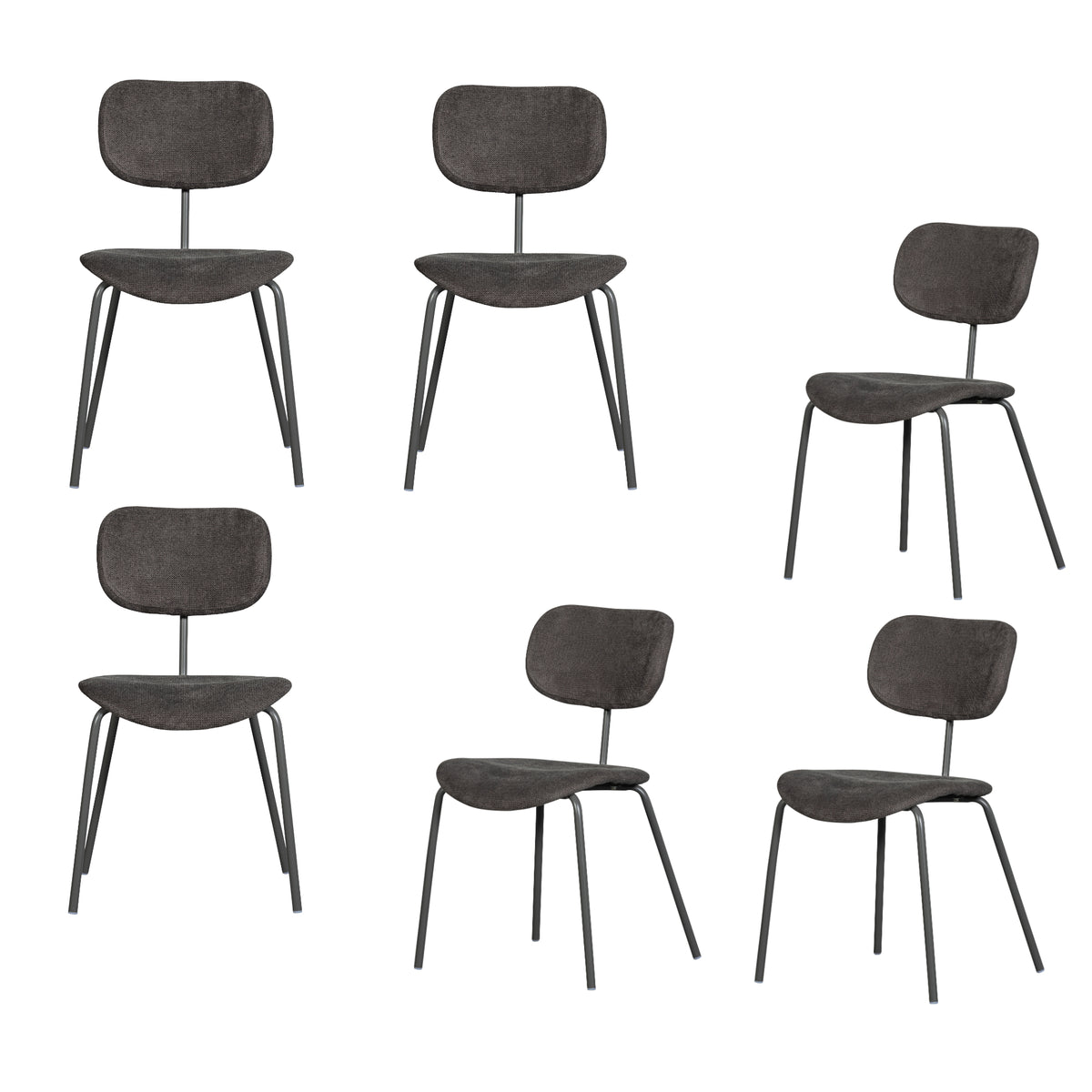 WOOOD eetkamerstoelen Link - Polyester - Bruin/Grijs - Set van 6