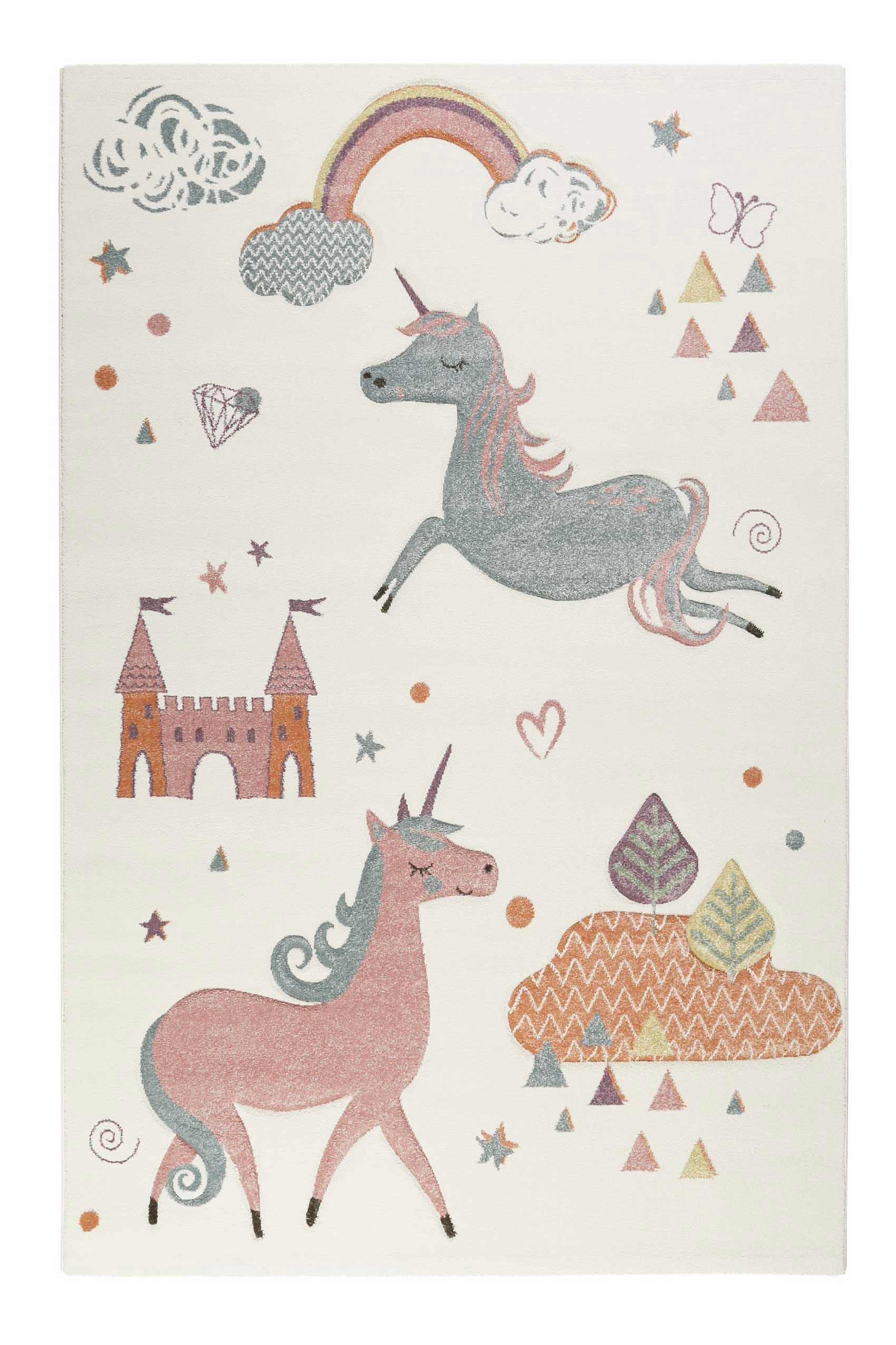 SUNNY UNICORN - Tapis enfant motif licorne écru 160x225