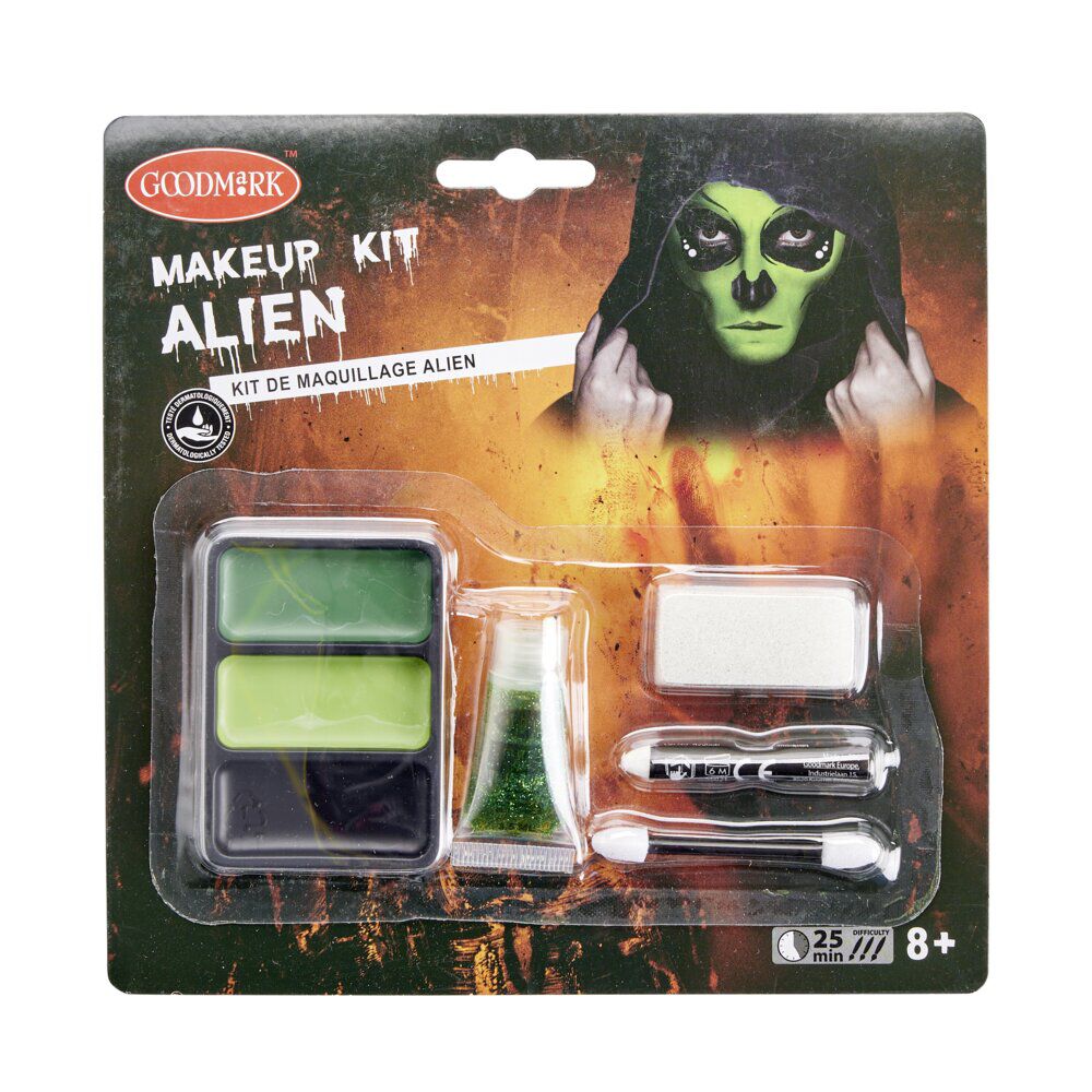 Maquillage Halloween alien vert