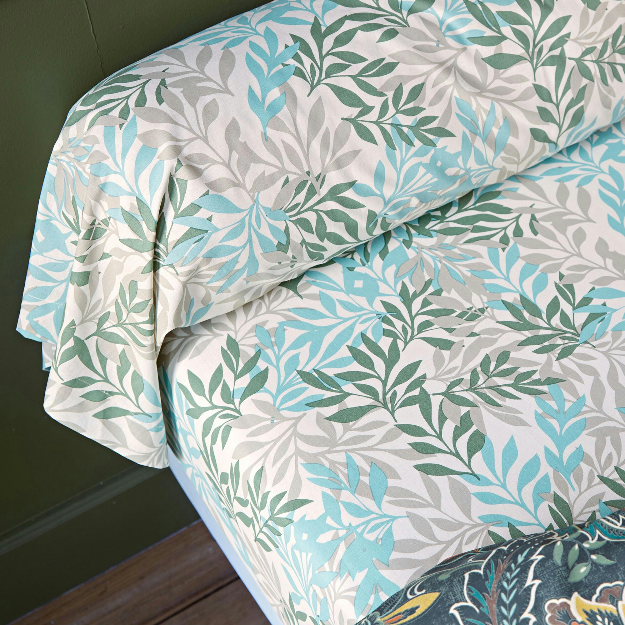 CACHEMIRE - Drap-housse 160x200x28 vert en coton