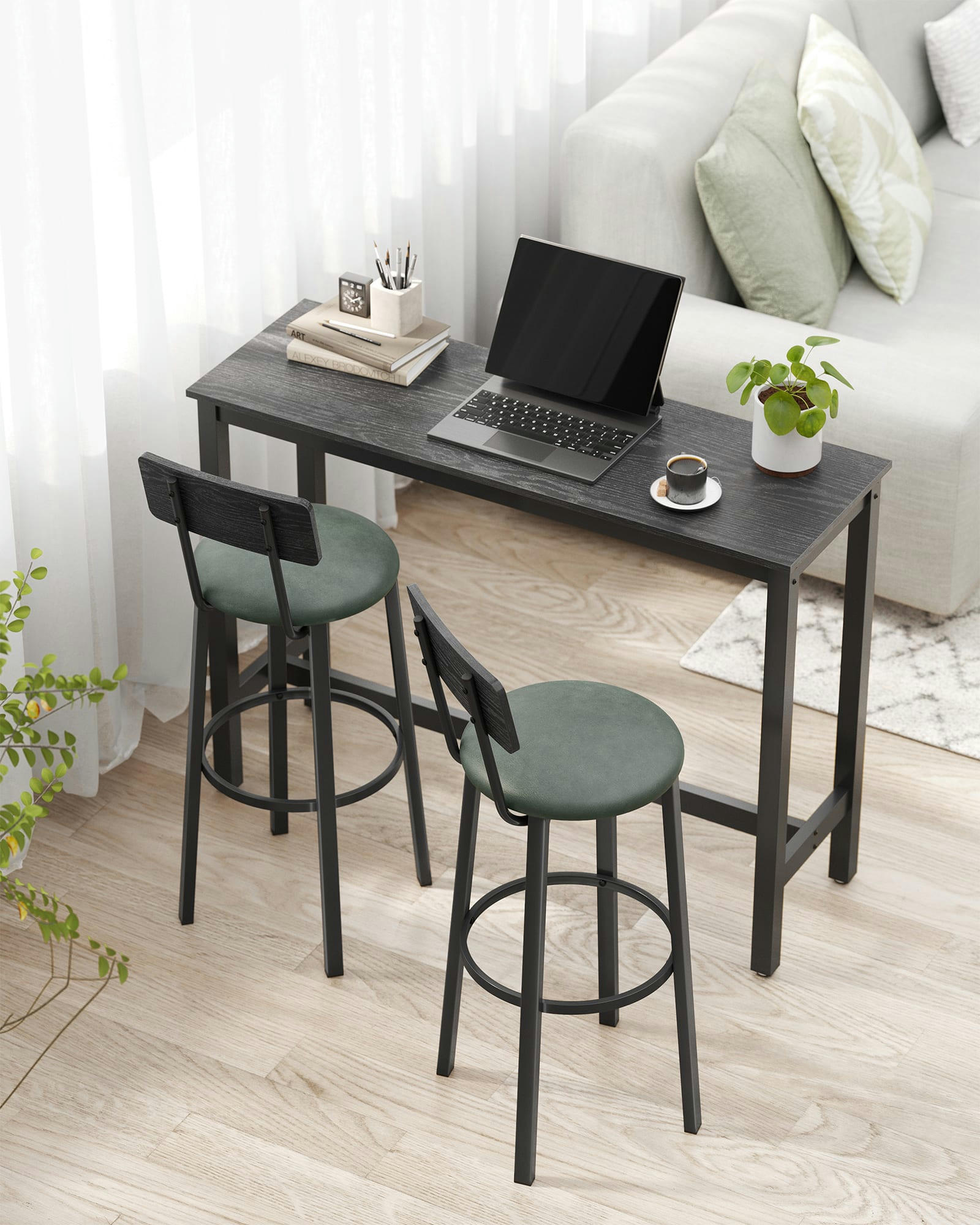 - Tabourets de bar rembourrés en PU acier vert forêt