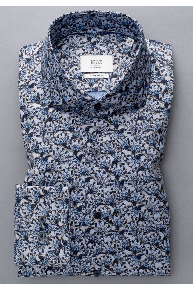 ETERNA 1863 Modern Fit Hemd hellblau/marine, Bedruckt