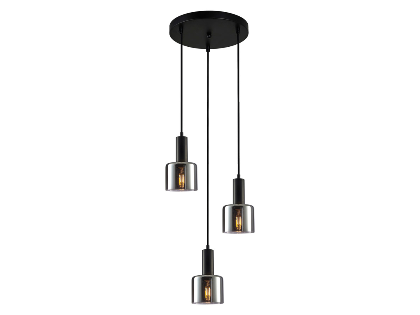 Lampa wisząca Santia 3-punktowa szklana czarna