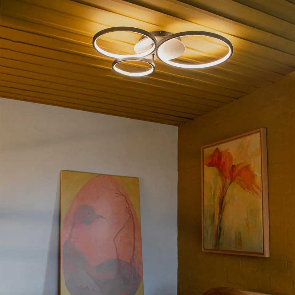 Qazqa plafondlamp alec zwart ge?ntegreerde led