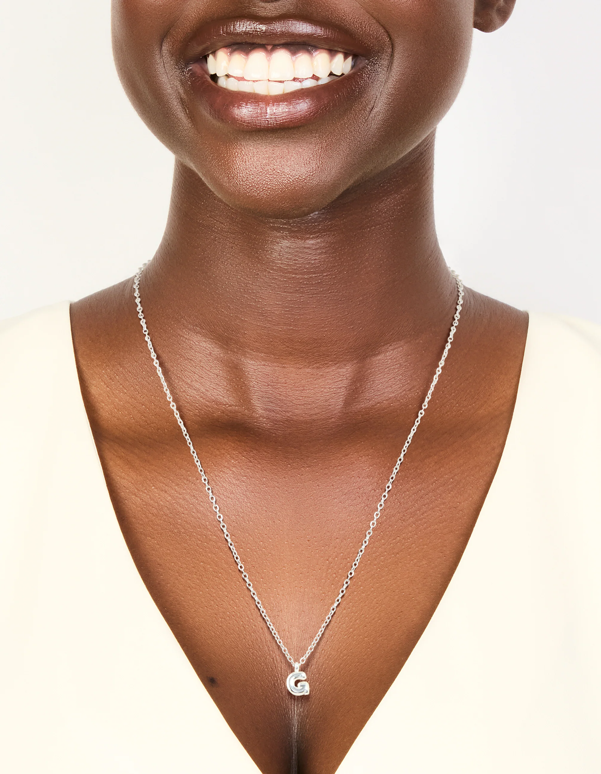 Waterproof Stainless Steel Mini Bubble Letter G Necklace