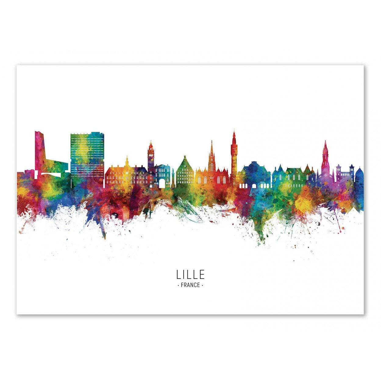 MICHAEL TOMPSETT - LILLE FRANCE SKYLINE -  Affiche d'art 30 x 40 cm