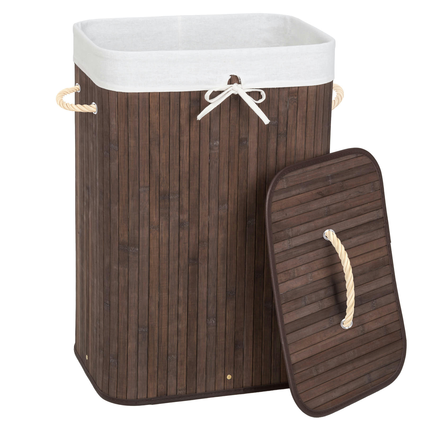 - Panier à linge rectangulaire en Bambou marron