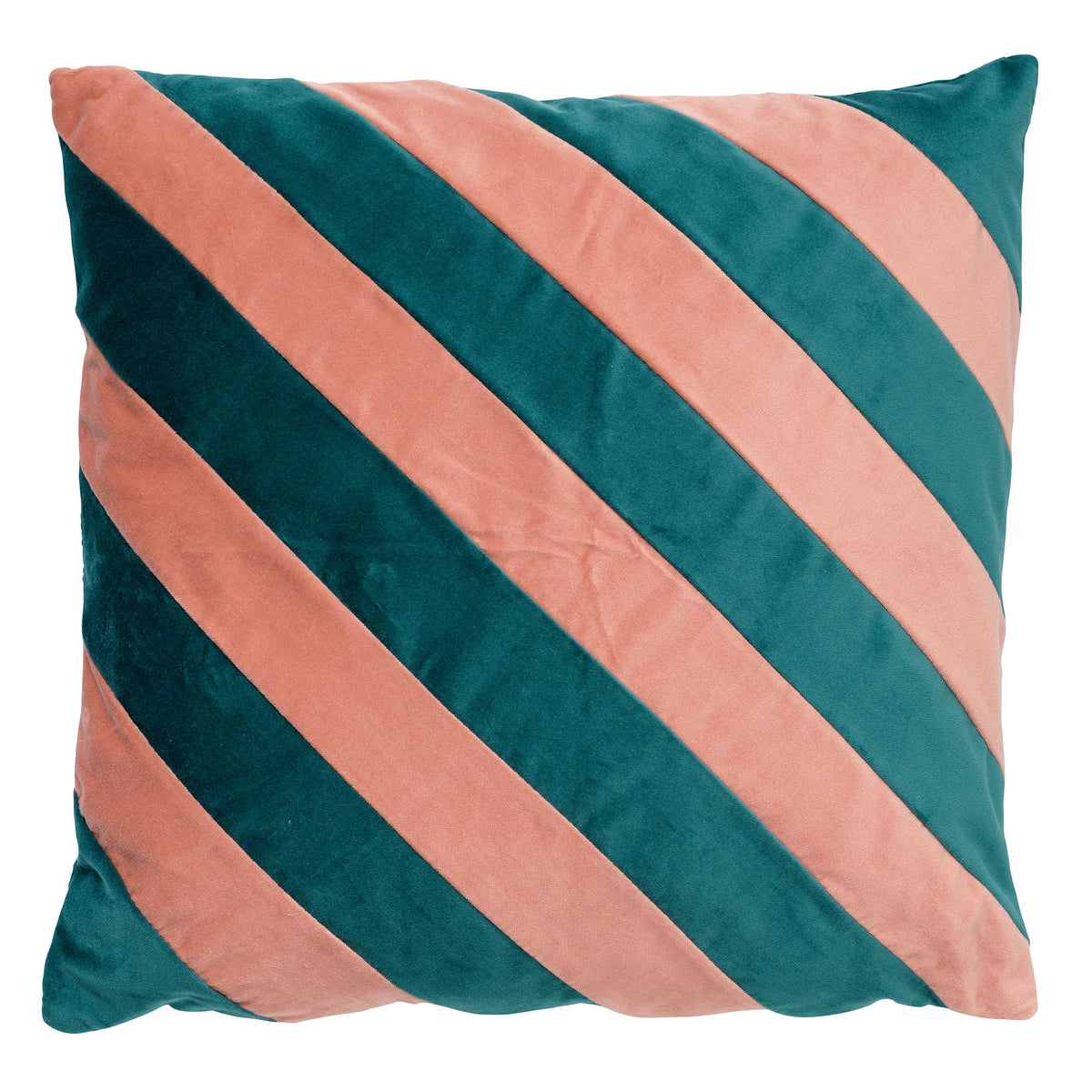 PEBBE - Sierkussen velvet 45x45 cm - sagebrush green - groen - roze - strepen