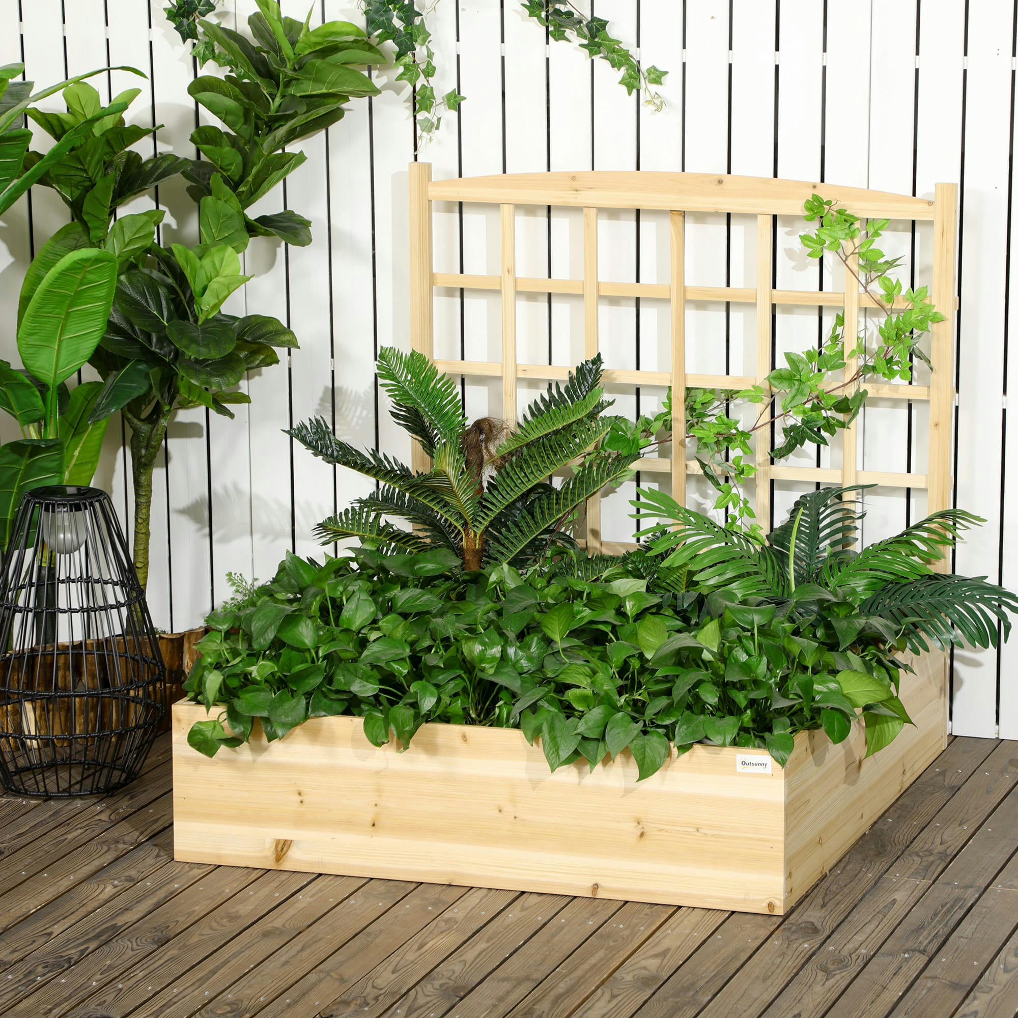 - Jardinière avec treillis H.120 cm bois sapin pré-huilé