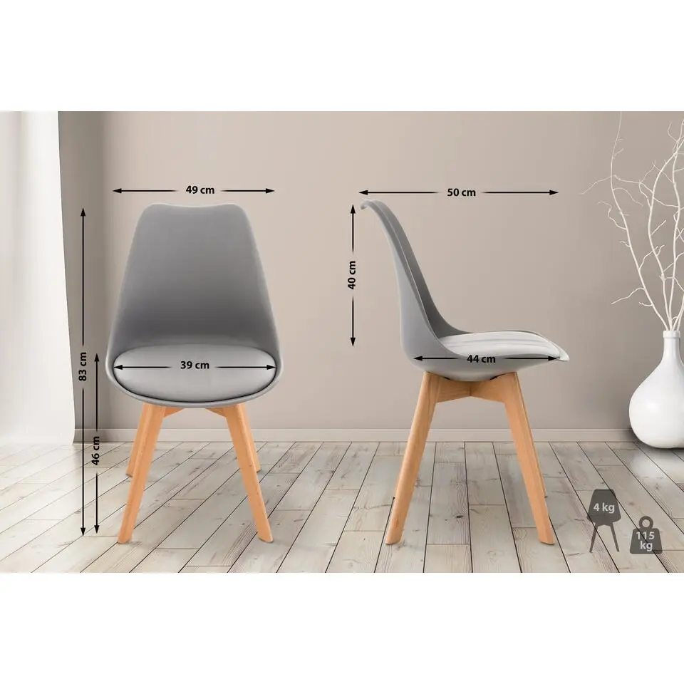 CLP Eetkamerstoel Linares natura Frame - Kunststof - grijs