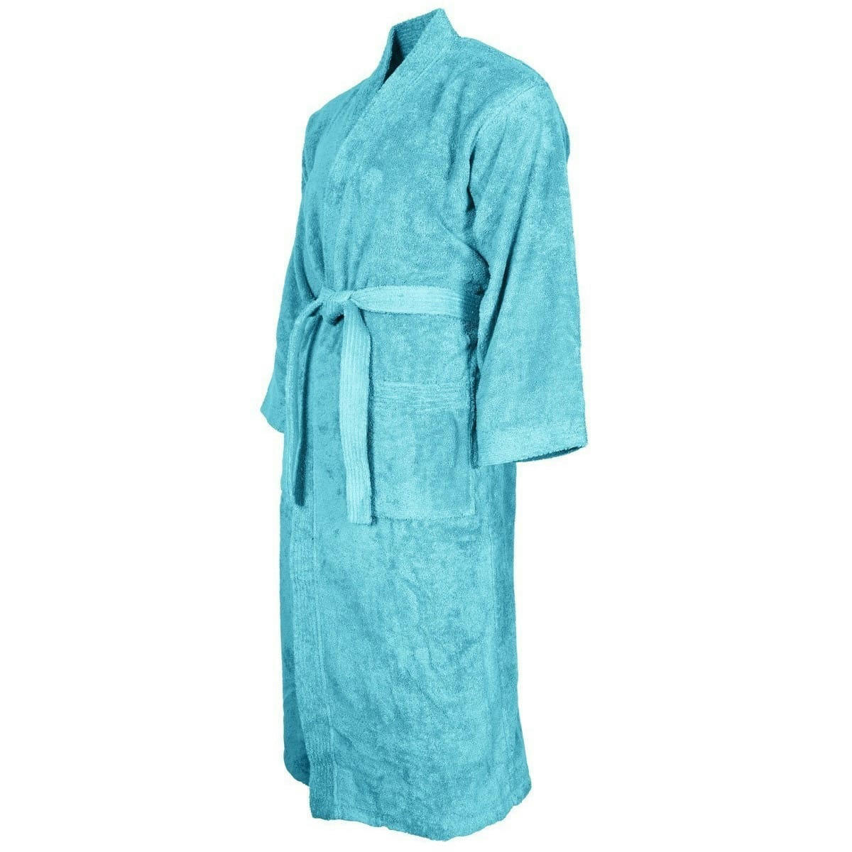 LUXURY - Peignoir col kimono en coton  Bleu Turquoise M