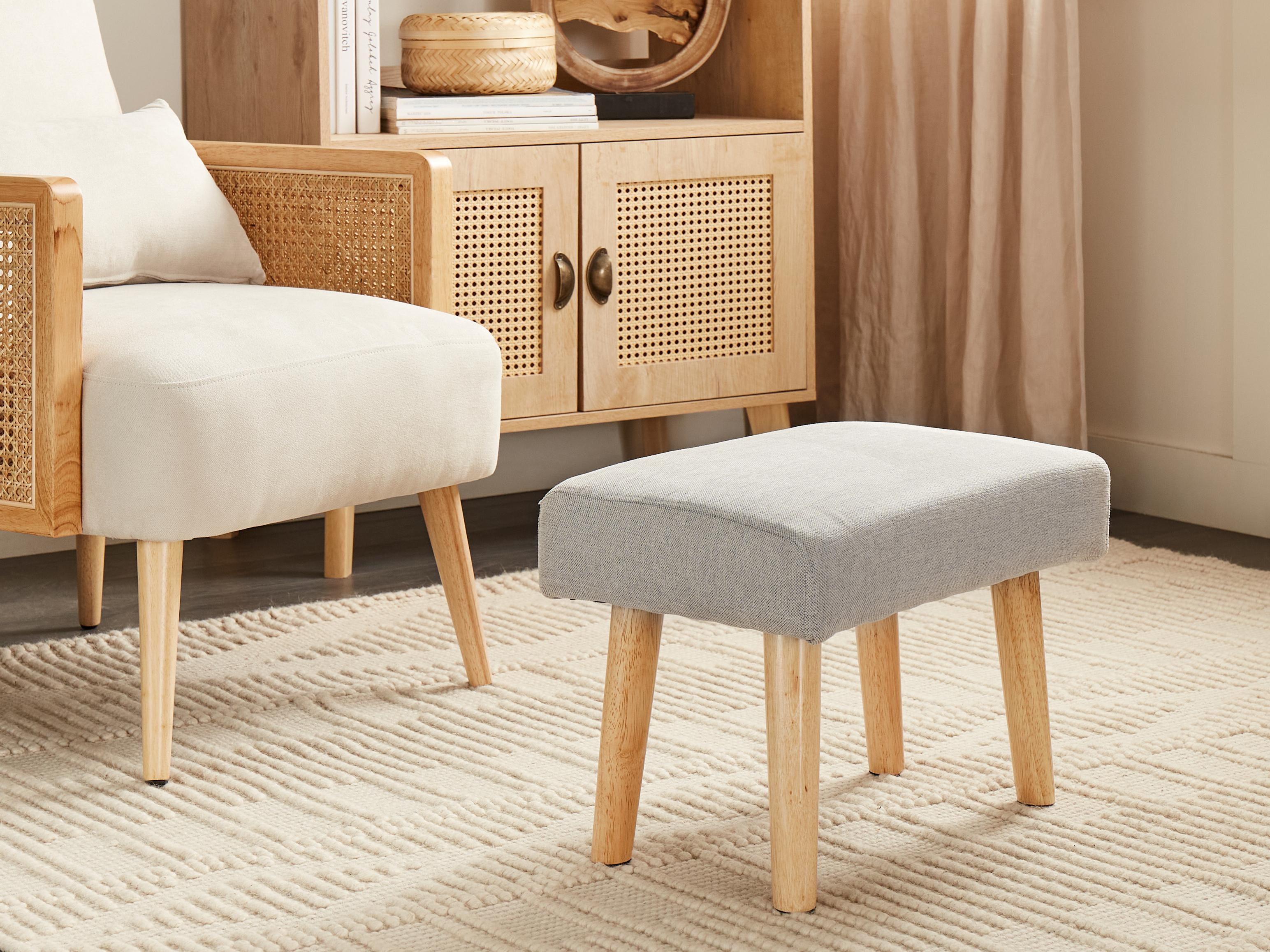 Footstool TAKOMA II Fabric Light Grey