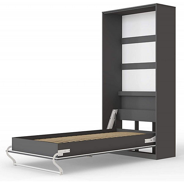 Armoire Lit escamotable Lit Rabattable Lit Mural Supérieur Vertical 90x200cm Anthracite