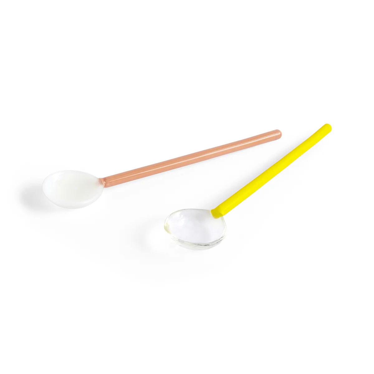 HAY - Glas-Löffel im Set, rund, hellgelb / braun (2er-Set)