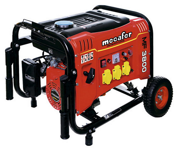 Groupe électrogène 3000 W - carburant SP95 et SP98 - autonomie 10 h - L.60 x l.45 x H.45 cm - Mecafer MF3800
