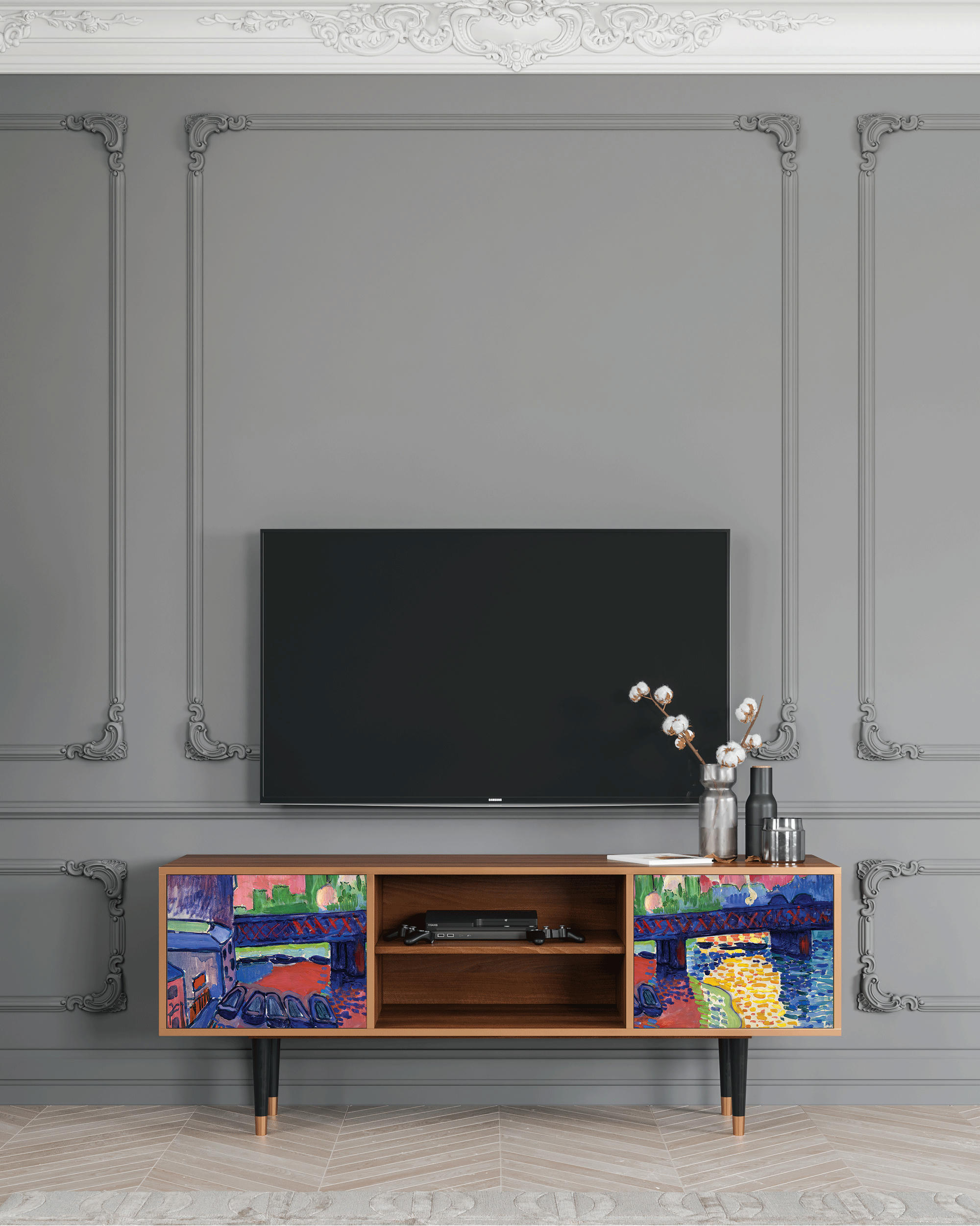 CHARING CROSS BRIDGE BY ANDRE DEAIN - Meuble TV  multicolore 2 portes L 170 cm