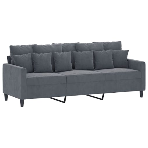 NNEVL 3-Seater Sofa Dark Grey 180 cm Velvet