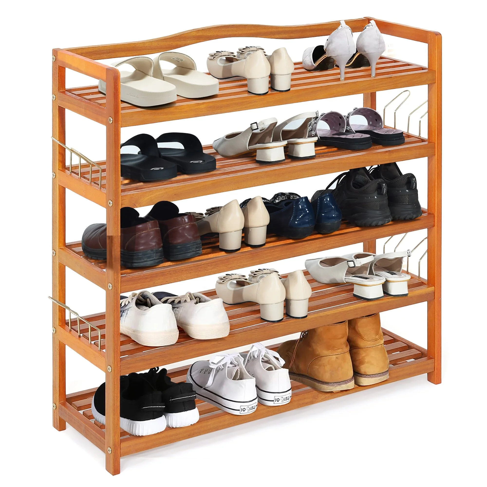 Costway 5-Tier Wood Shoe Rack Freestanding Large Shoe Storage