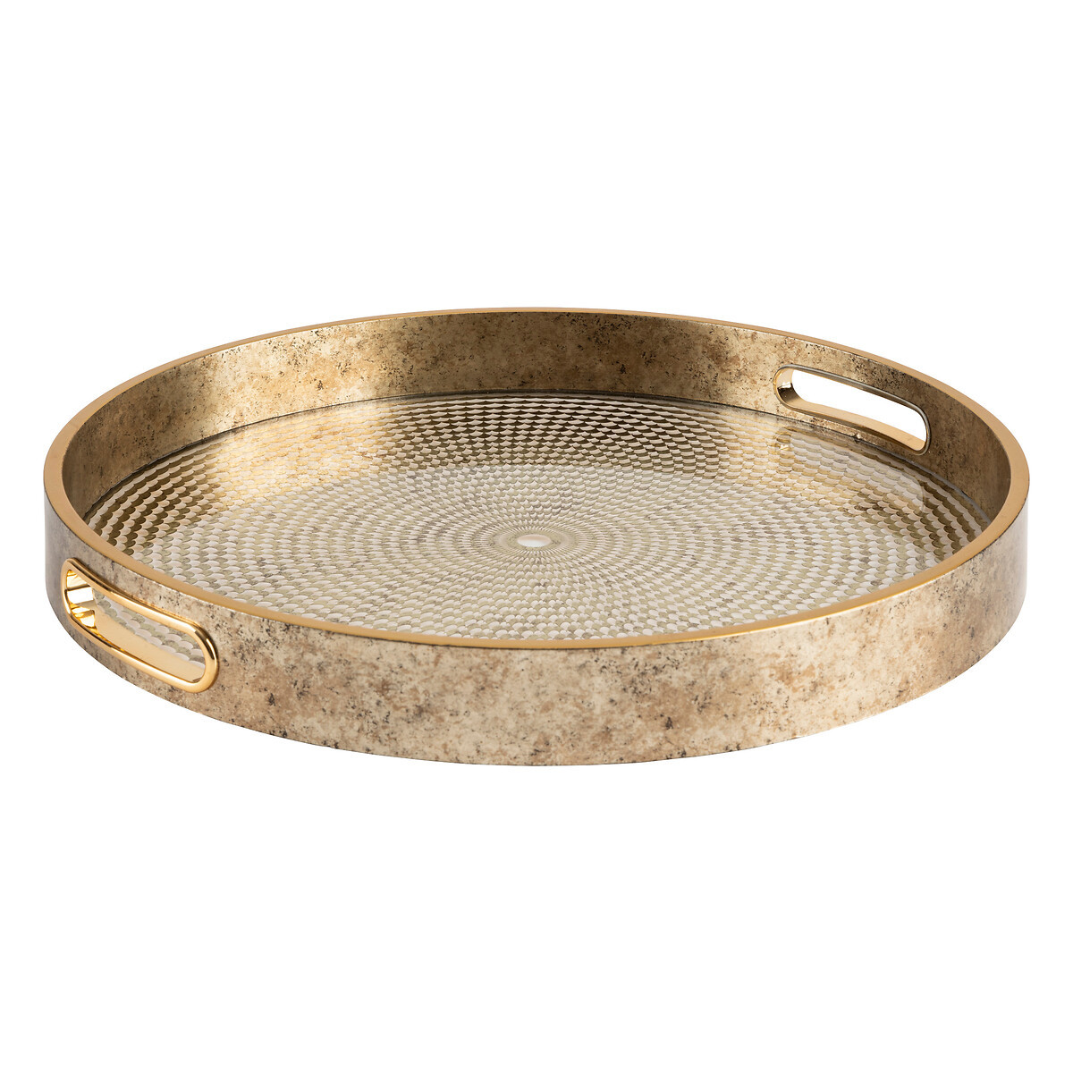 Tabuleiro ELYA dourado em vidro 35cm