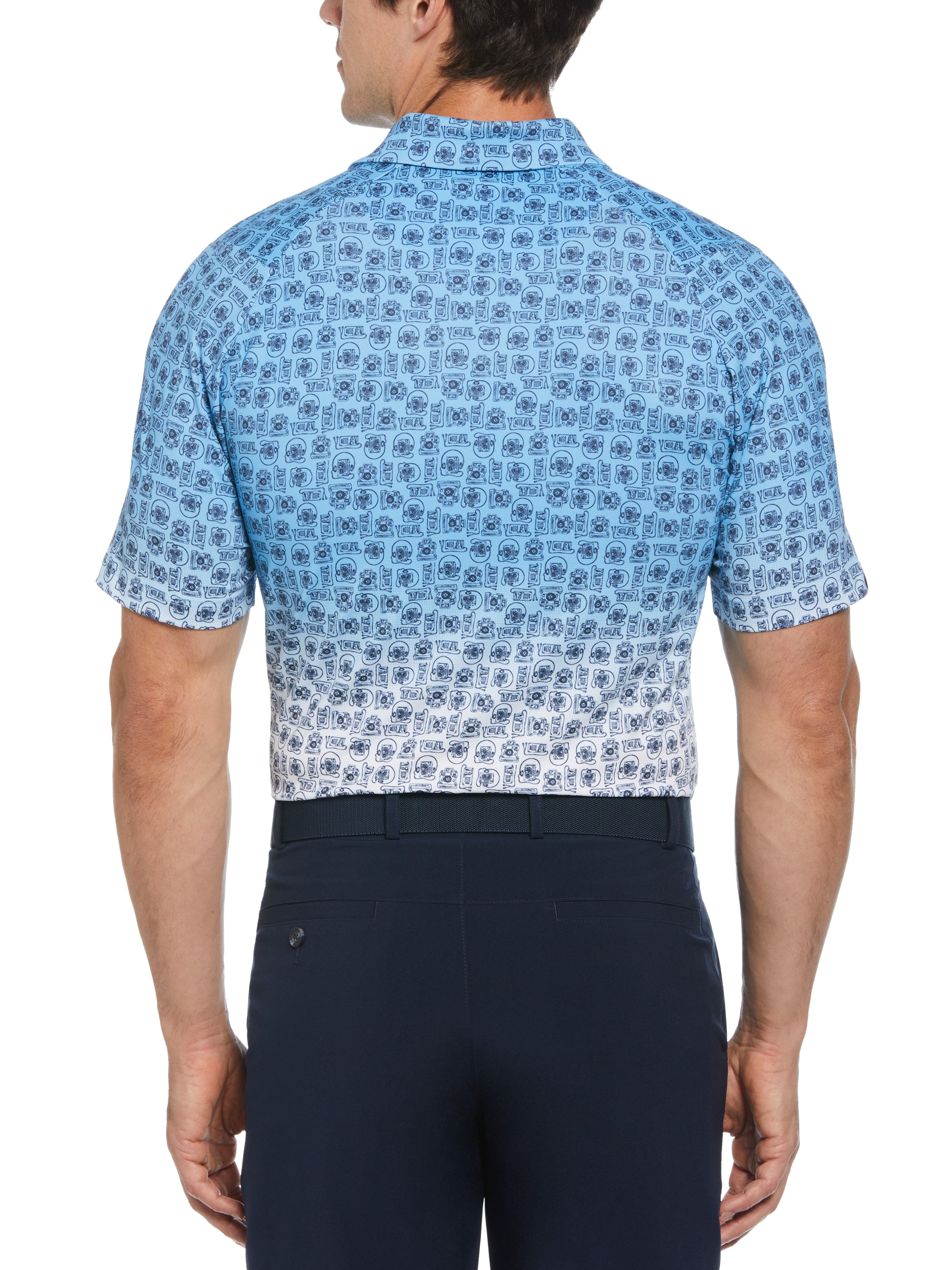 Mens Retro Tech Ombre Print Golf Polo