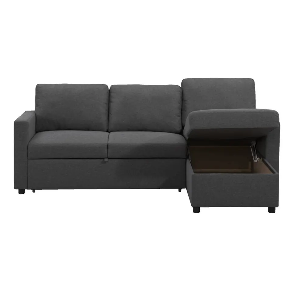 Slaapbank Turijn met opbergruimte - antraciet - 82x215x145 cm