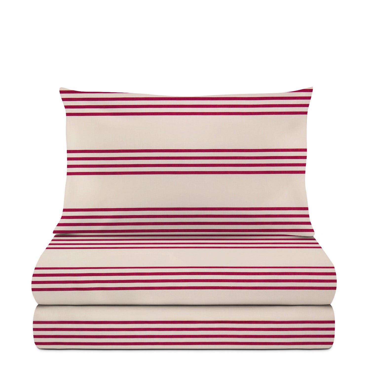 Completo letto singolo righe bordeaux cotone