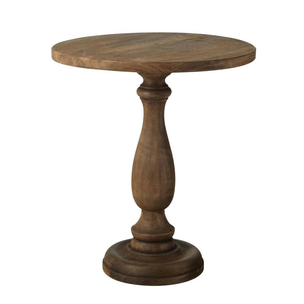 CHANNA - Guéridon en bois de manguier marron foncé H62