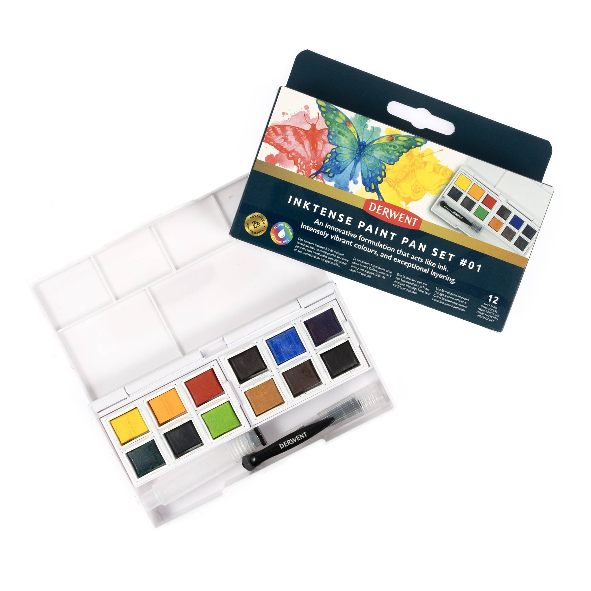 Derwent Inktense 12 Paint Pan Travel Set