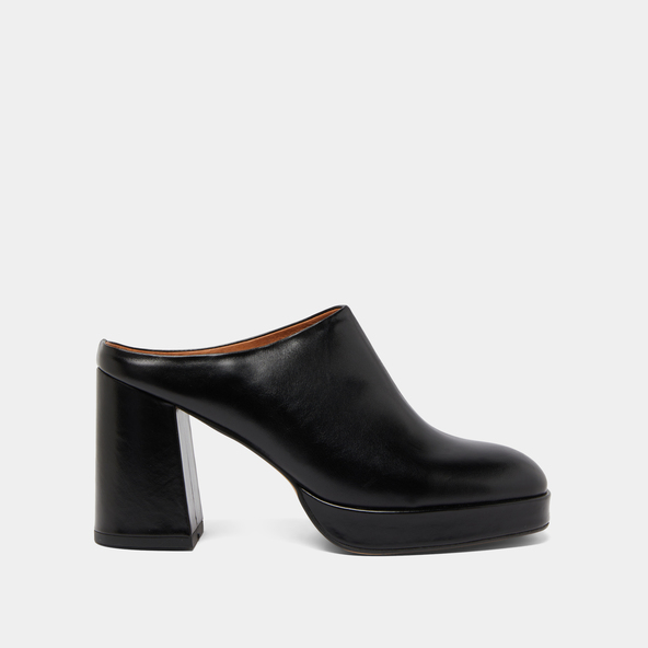 Mules à talonsen cuir noir | VOLCAN