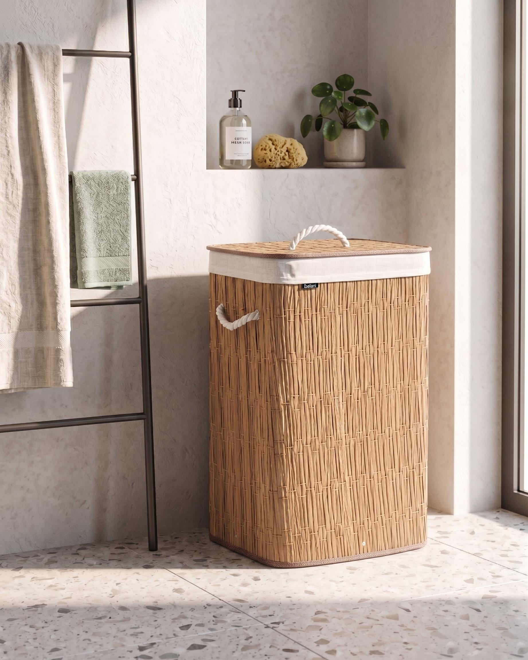 Laundry Basket with Lid TRANCURA Fabric Brown 72 L
