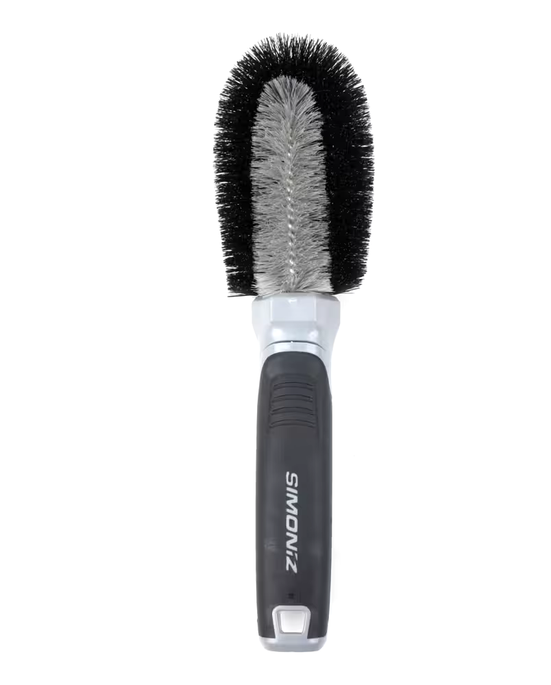 SIMONIZ Platinum Double-Loop Multi-Sided Brush Head Comfort Grip Wheel Cleaning Brush, Black & Grey, 1-pc
