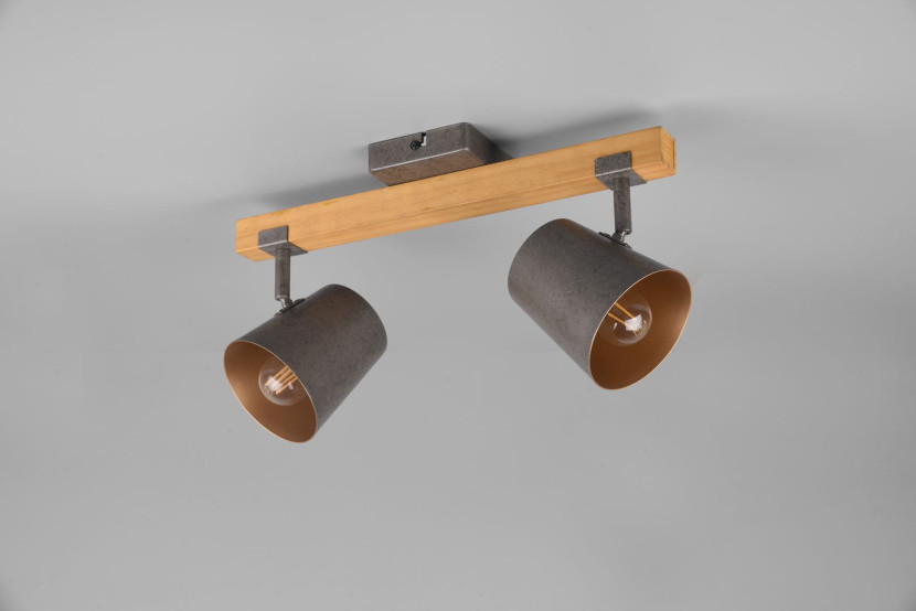 Spot jasne drewno-nikiel antyczny BELL 2xE14x25W wym:23,2x8x14,5cm Trio