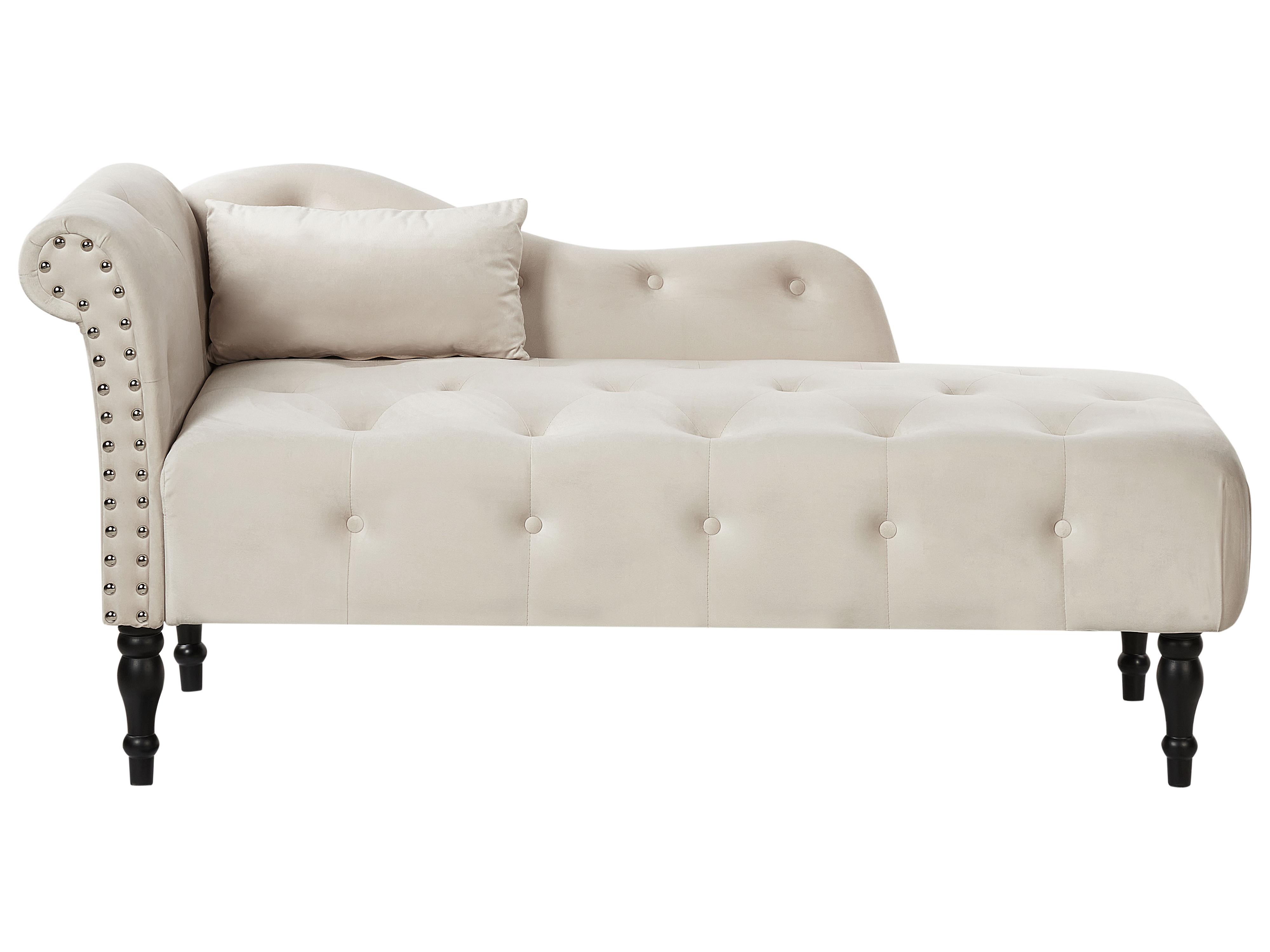 Left-Hand Chaise Longue IVRY Velvet Light Beige