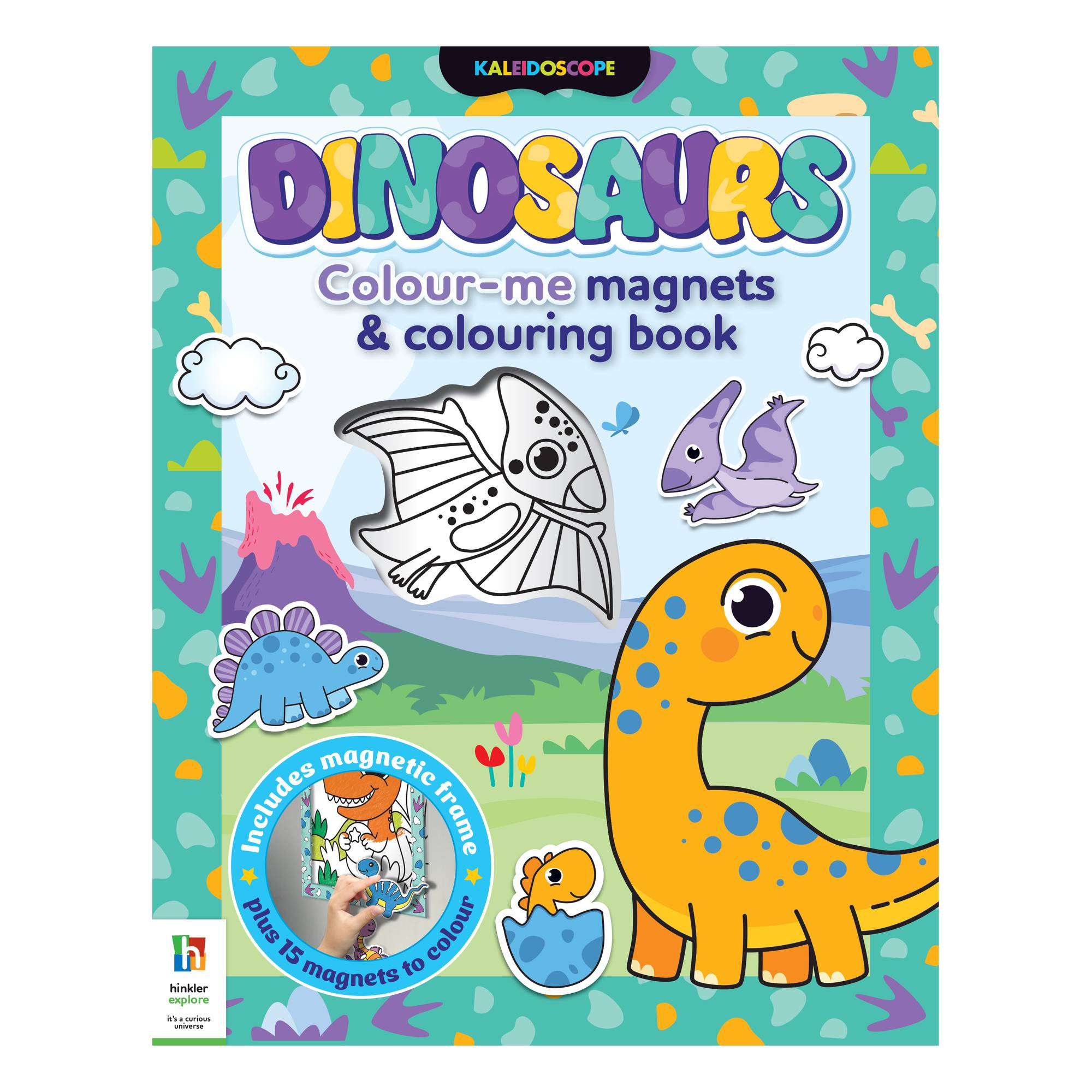 Kaleidoscope Dinosaurs Colour-Me Magnets and Colouring Book