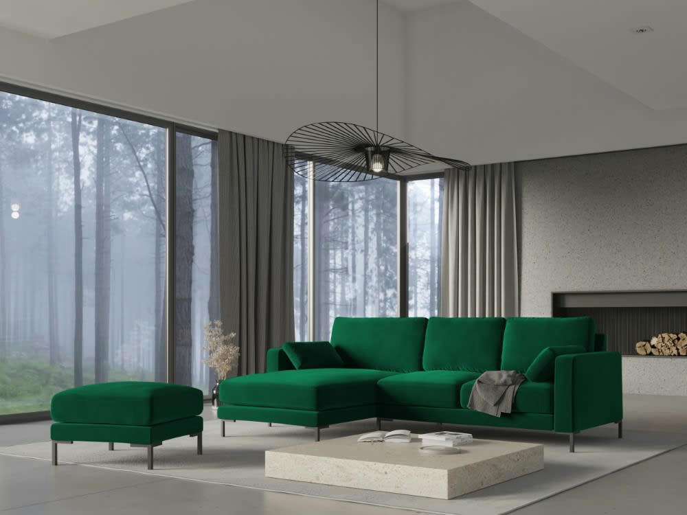 JADE - Pouf en velours vert bouteille