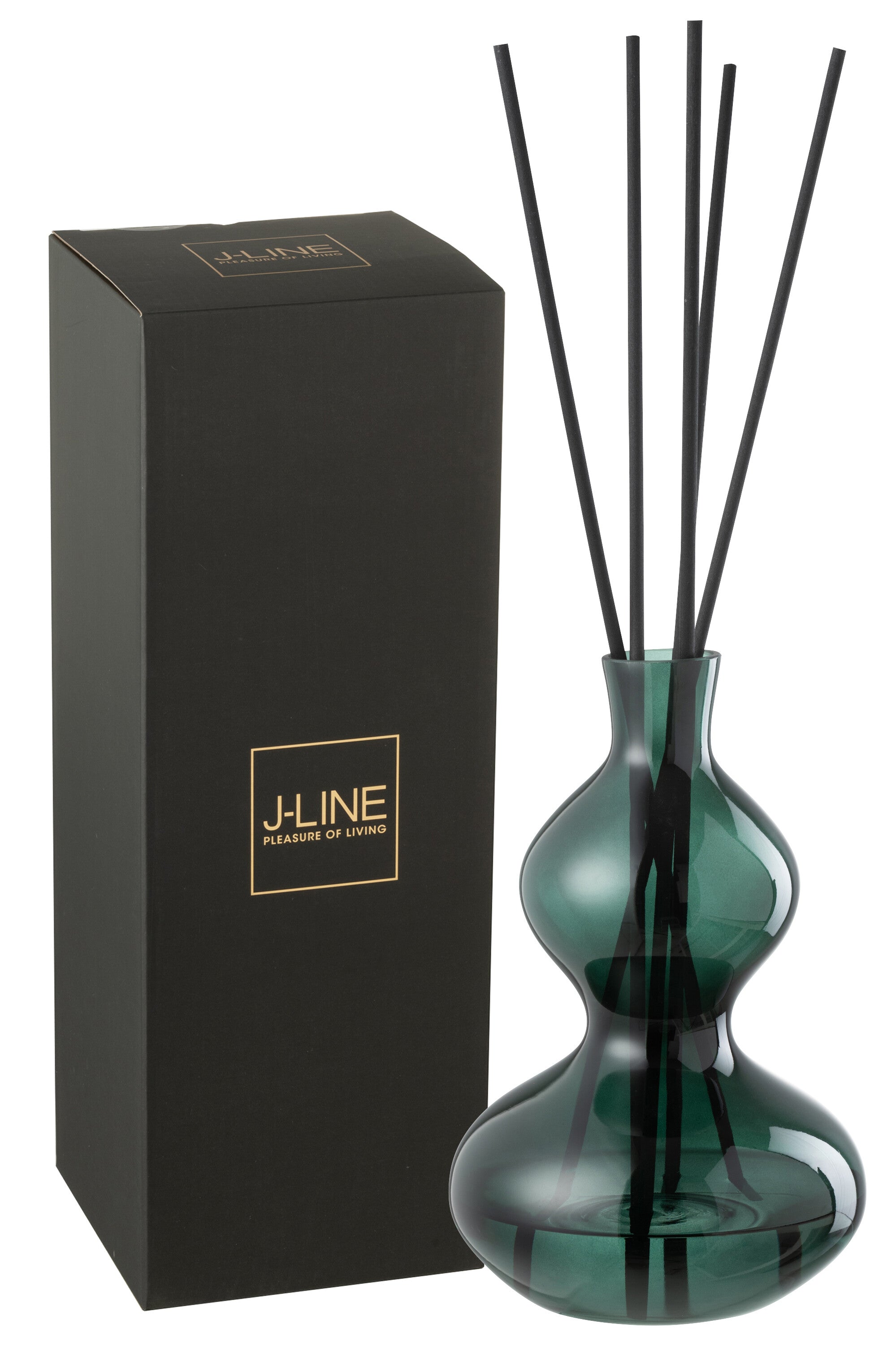 J-Line geurstokjes Cedar Breeze - glas - donkergroen - large