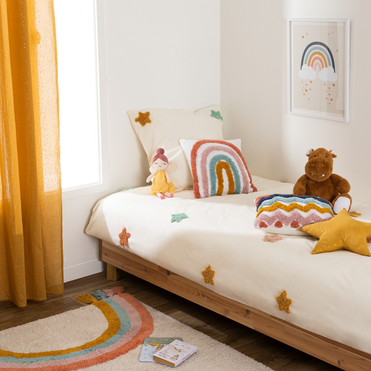 Kids cushion "Arc-en-ciel", cotton 40x40 cm