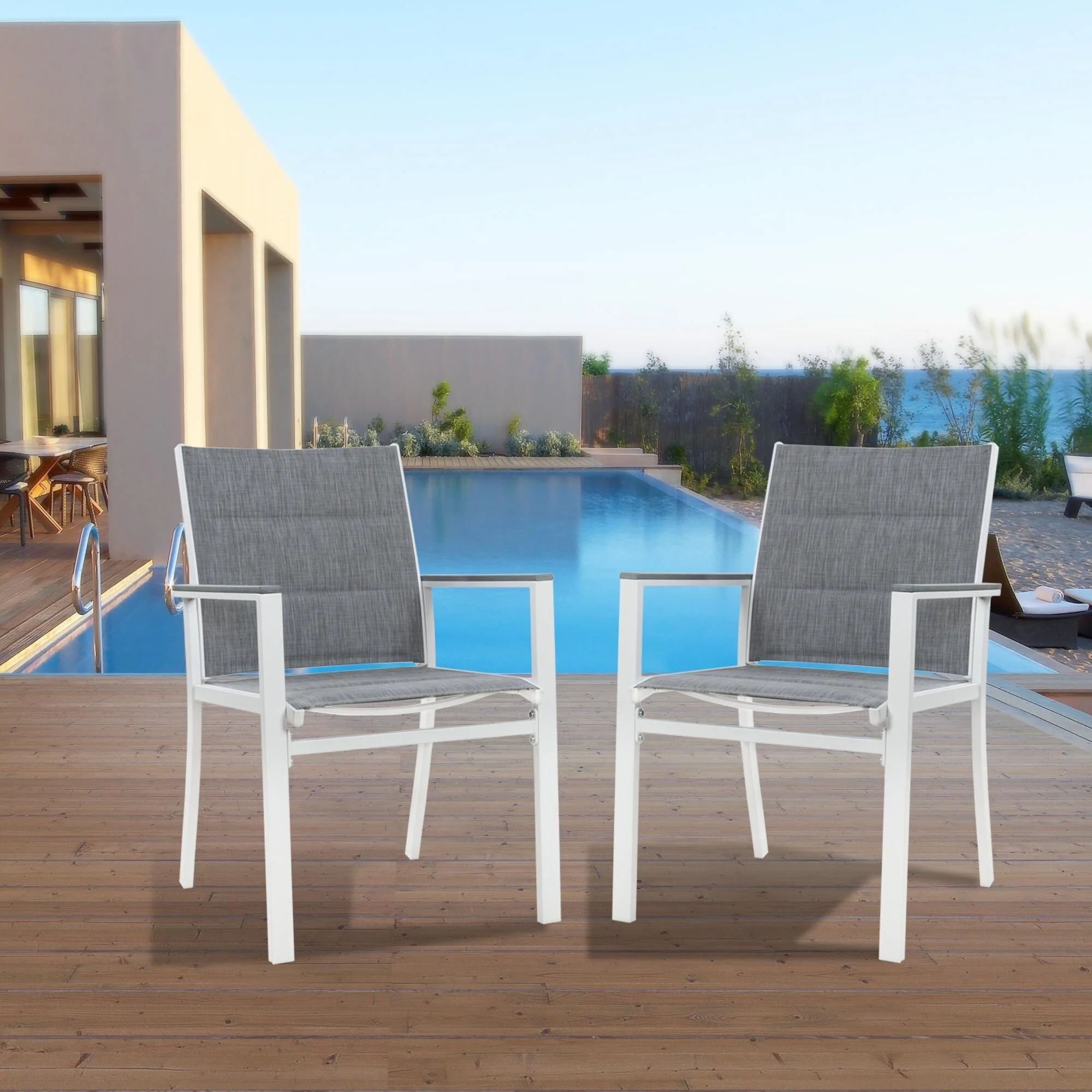 Kozyard Villa Outdoor Patio Dining Chair (Set of 2)