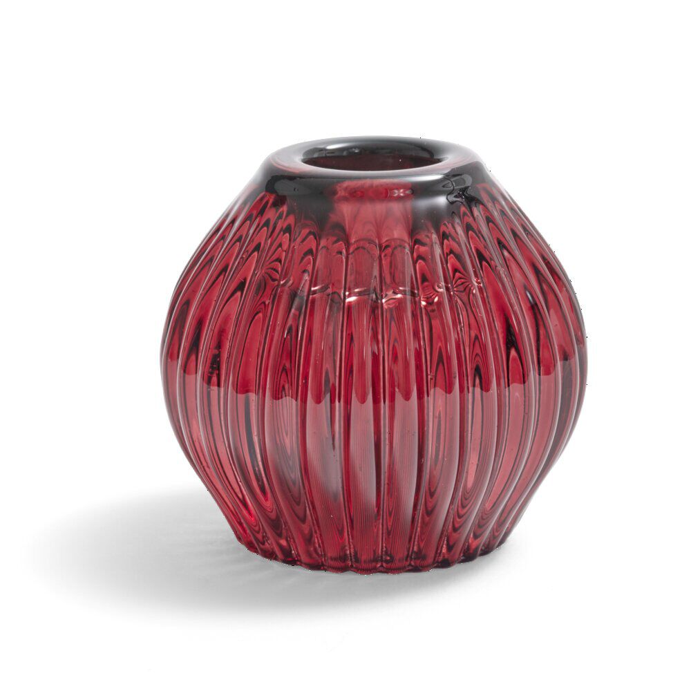 Bougeoir rond verre rose foncé Ø7,5xH7,5cm