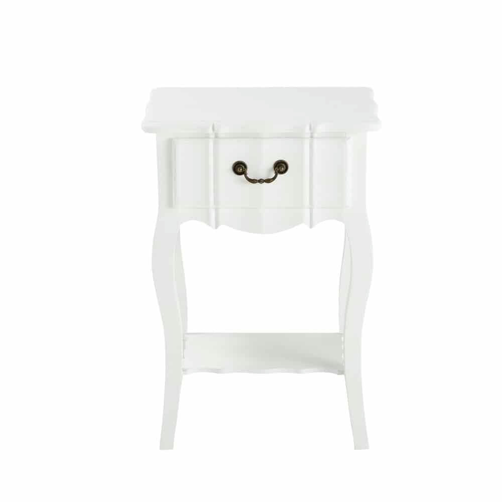 Joséphine - Table de chevet avec tiroir en bois de paulownia blanche L 44 cm