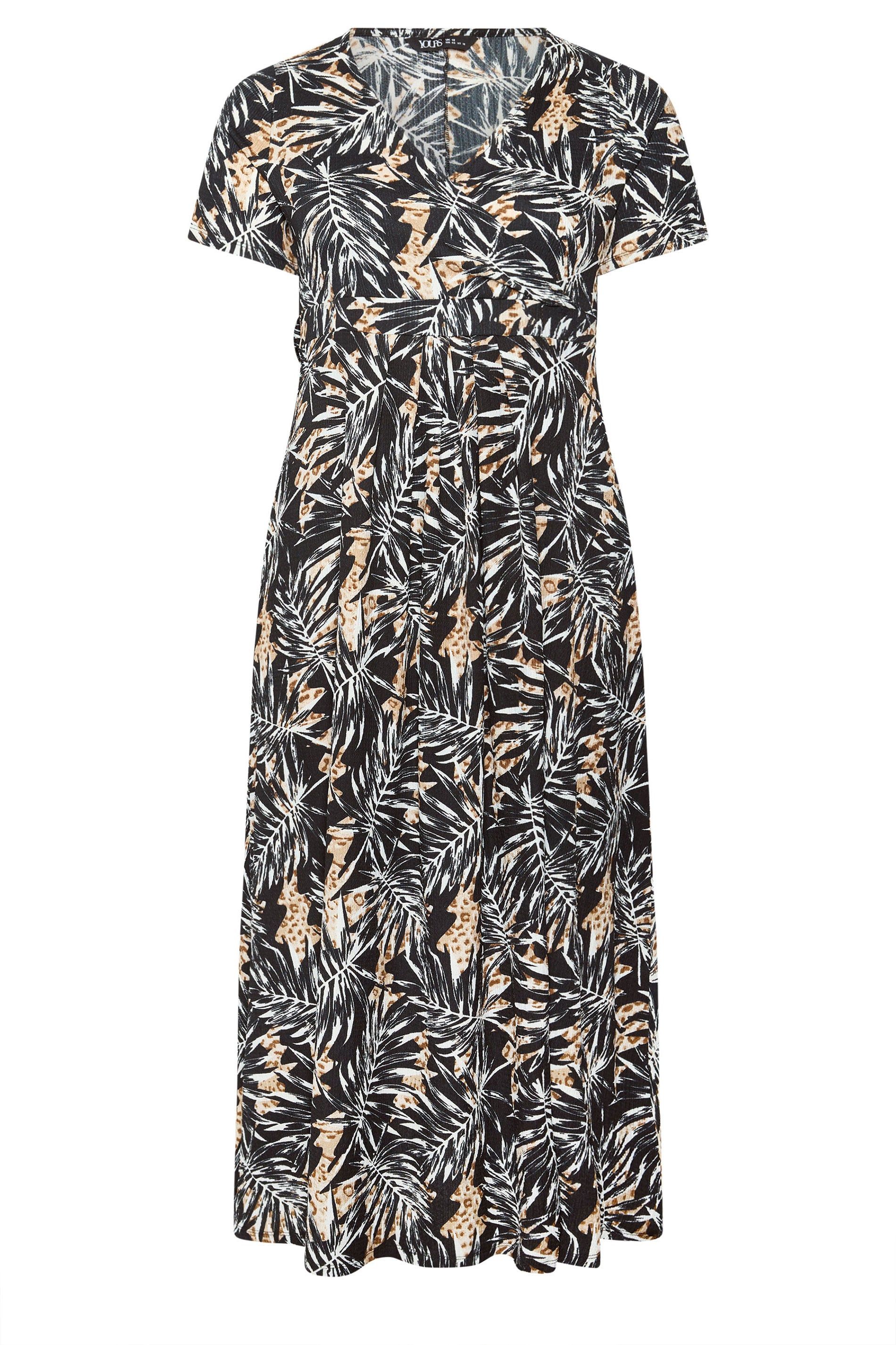 Yours Leaf Print Wrap Front Maxi Dress