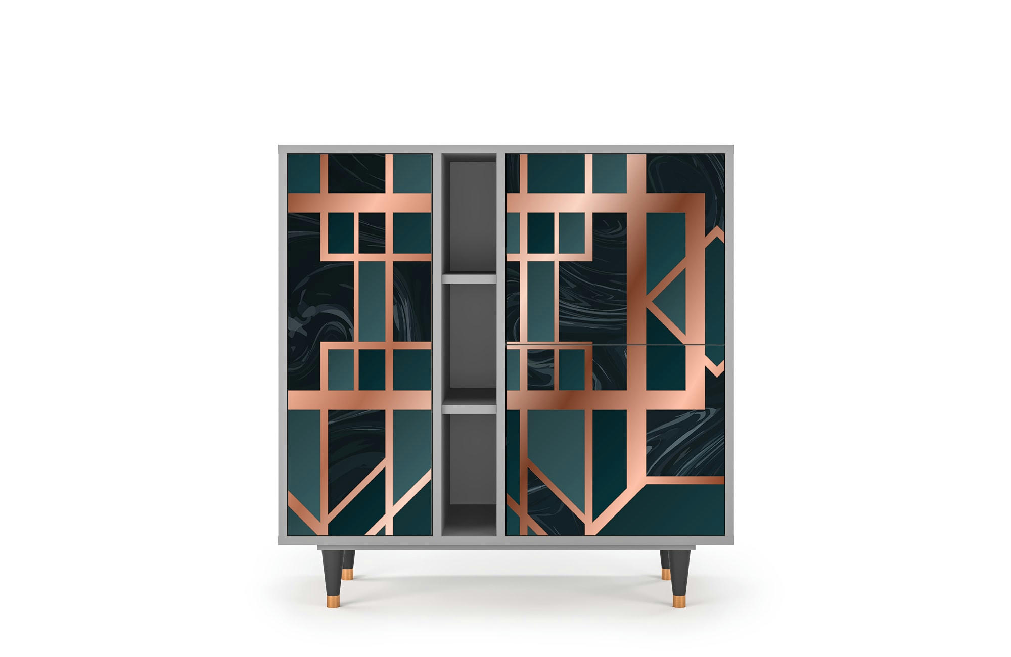 EMERALD METRO - Buffet  bleu-vert 3 portes L 94 cm