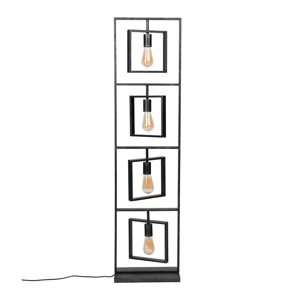 Giga Meubel Vloerlamp Turn Square - Zwart - 4-Lichts - 35x22x140cm